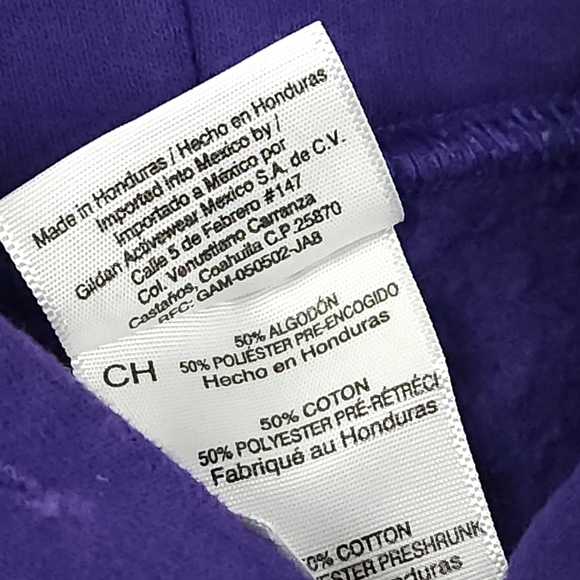 Gildan Custom Print Purple Hooded Sweatshirt Size Small - Picture 7 of 9